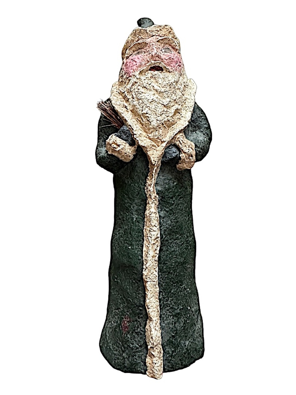 Vicki Sutcliffe 1989 Papier Mache Santa Claus Figurine 9” Signed Vintage